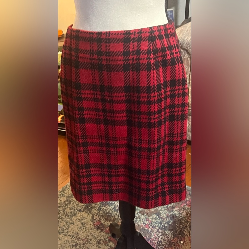 Eddie Bauer Wool Blend Red Plaid Mini Skirt Y2K Style